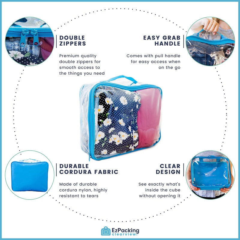 EzPacking Medium Clear Travel Packing Cube/See-Through Clothes Organizer for Carry on & Checked Suitcase, RV or Camping/Transparent Storage Cell/Doll Storage/Game Day Stadium Approved (Black) - Image 3